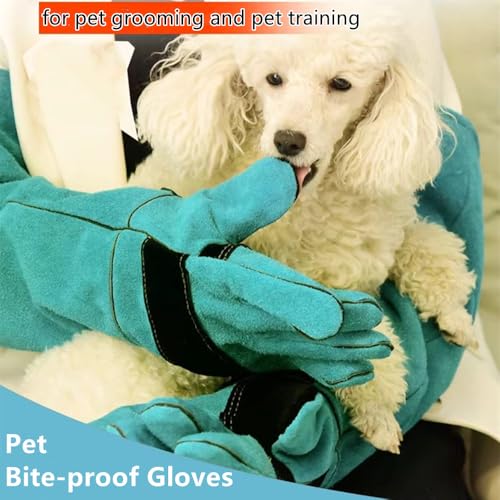 Extended Pet Anti-bite Anti-scratch Gloves, Professional Pet Shop Anti-bite Gloves, Pet Grooming Protective Gloves, Thick Imitation Cowhide, Suitable for Dog Training, Cats, Snakes, Wild Animals