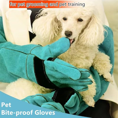 Extended Pet Anti-bite Anti-scratch Gloves, Professional Pet Shop Anti-bite Gloves, Pet Grooming Protective Gloves, Thick Imitation Cowhide, Suitable for Dog Training, Cats, Snakes, Wild Animals
