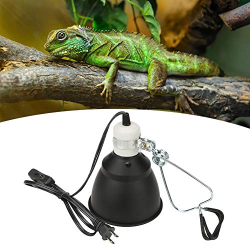 KUIDAMOS 300W Reptile Heating Lamp Socket Ceramica UVA/UVB Bulb Lamp Light Holder with Anti-Hot Cage Light Holder for Reptiles Reptile Heat lamp Dome with Habitat Lighting