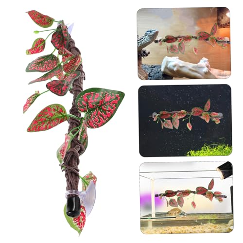 TOYANDONA Flexible Jungle Vines for Reptiles – Bendable Artificial Climbing Branches with Leaves and Suction Cup for Terrarium Habitat Decor for Lizards Snakes and Frogs – 1 Piece