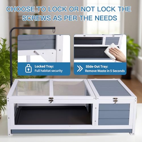 FunXplore Tortoise Habitat Enclosure House Turtle Cage Indoor Reptile for Small Animals Lizards