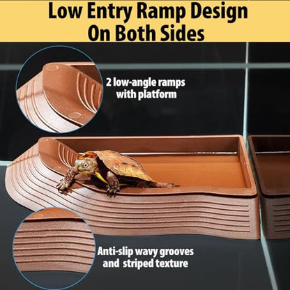 3PCS Tortoise Water Bowl with Ramp Leaf Tortoise Food Water Pool Reptile Bathing Turtle Soaking Dish Aquarium Habitat Accessories Small - size: Small