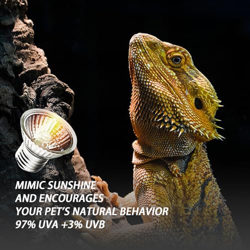 50W UVA Bulbs, 6-Pack Light Turtle Heat Lamp for Reptiles and Amphibian Tanks, Terrariums and Cages, Fit E26 Heat Reptile Lamp,Works with Various Lamp Fixtures - size: 50 Watts (6-Pack)