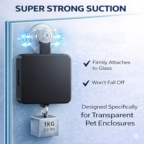 Suction Cup Reptile Thermometer Hygrometer,Large Screen °F/°C Temp&Humidity Gauge for Terrarium Tank Enclosure,Strong Hold,for Gecko,Bearded Dragon,Snake,Tortoise,Hermit Crab,Jumping Spider (1 Black) - color: 1 Black