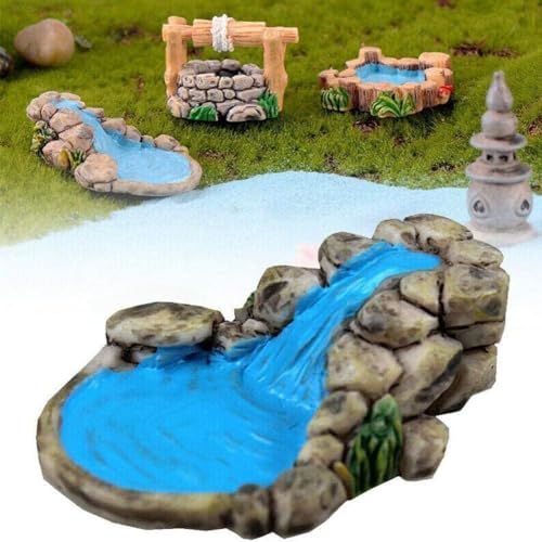DIY Miniature Mini Water Pool, Garden Lawn Ornament for Mountain Dollhouse Decor, Craft Outdoor Statues, Village Character and Manor Style