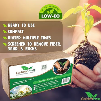 Organic Coconut Coir Bricks (650g X 16 Pack) – Low EC & high Water Retention. for Gardening & Potting. Just add Water to Transform Each Coco Coir Brick into 8-10L of Fluffy Nutrient-Rich Coco Peat