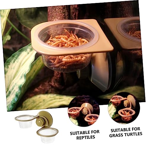 DOITOOL 3sets Reptile Food Dish Feeder Pp Abs Wall-Mounted for Lizards Geckos 2pcs*3 - color: Goldenx3pcs, size: 5.5x3cmx3pcs