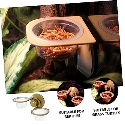 DOITOOL 3sets Reptile Food Dish Feeder Pp Abs Wall-Mounted for Lizards Geckos 2pcs*3 - color: Goldenx3pcs, size: 5.5x3cmx3pcs