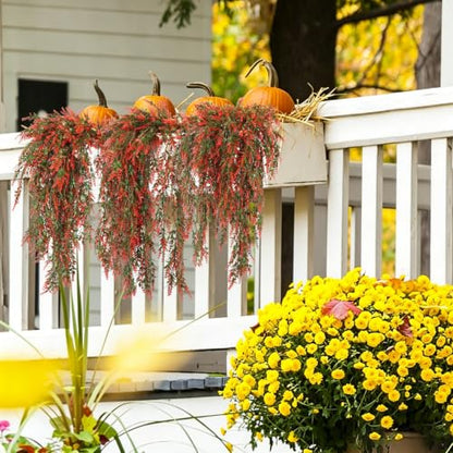 RECUTMS 4 Pcs Artificial Fall Lavender Hanging Plants 30.3 Inch, Fake Fall Baskets UV Resistant Plastic Greenery for Outdoor Home Room Farmhouse Front Porch Wedding Party Thanksgiving Day Indoor Decor | Fake Fall Baskets, UV Resistant Plastic Greenery, Ou