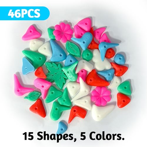 46PCS Glow in the Dark Bearded Dragon Rock Climbing Holds,Reptile Rock Climbing Wall,Bearded Dragon Enrichment Toys,Bearded Dragon Tank Accessories,Climbing Wall Grips for Bearded Dragon,Gecko,Lizard