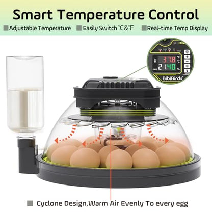 18 Egg Incubator with Automatic Egg Turning Day Counter and Atomizer for Auto Humidity Control, Full Auto Turner Lock 3 Days Before Hatch, Hatching 18Chicken 12Duck 30Quail at Backyard - size: 18 Egg