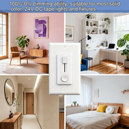 Dimmer Switch and LED Driver Single Integrated Unit, 120V AC to 24V DC, 60Watt Wall Dimmer, Driver and dimmer Switch 2 in 1, for Most Single Color 24V LED Strip Light, 1 Pack - style: DC 24V 60W