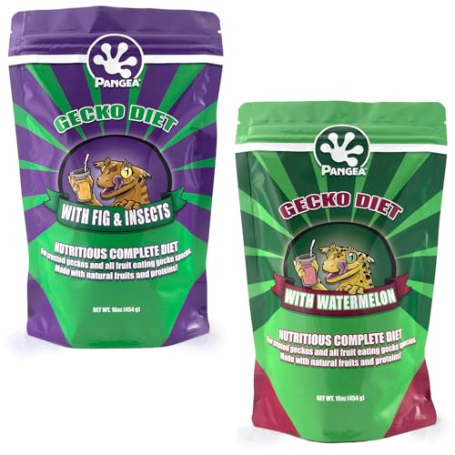 Pangea Gecko Diet Fig & Watermelon Bulk up Bundle - 16oz Fig & Insects & 16oz Watermelon