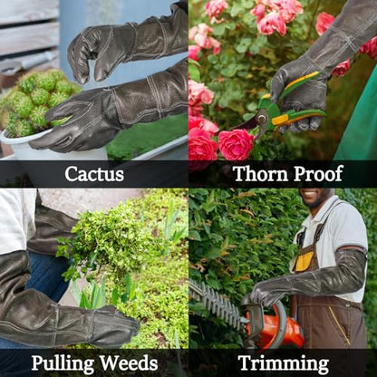Luwint Genuine Leather Animal Handling Gloves, 22.5’’ Long - Cat & Dog Bite Proof Anti Scratch, for Dog Training, Gardening Gloves, Thorn Proof, Flexible & Water Resistant