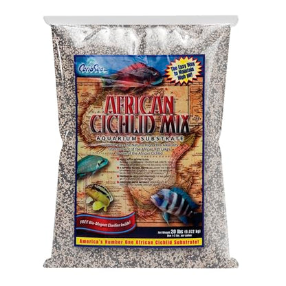 Carib Sea African Cichlid Mix Sahara Sand - 20 lb - Natural Substrate Buffers pH, Ideal for African Cichlids, Enhances Color & Behavior in Freshwater Aquariums - style: Sahara Sand