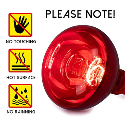BR40 Red Heat Lamp Bulbs, 100 Watt Infrared Light Bulb, E26 Medium Base, for Bathroom Pet Poultry Reptiles Incandescent Heat Lamp, Infrared Bulb 1Pack