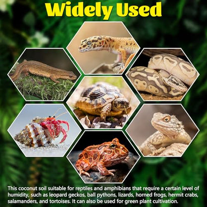 Hamiledyi Reptile Coconut Fiber Substrate Lizards Breathable Coconut Soil Tortoise Habitat Substrate Terrarium Bedding for Snake, Bearded Dragon, Gecko, Horned Frog, Hermit Crab, Tarantulas (1Pack)