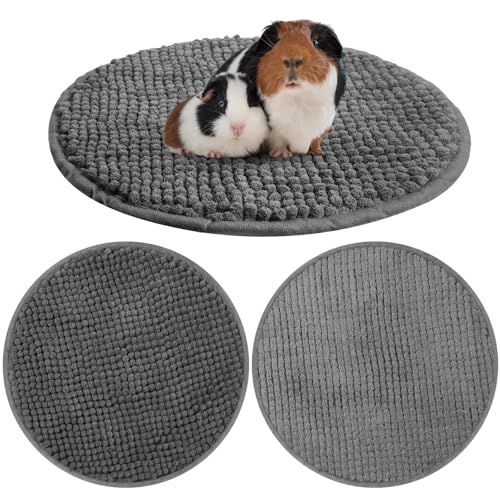 Amylove 4 Pcs Guinea Pig Cage Liner 12 Inch Round Washable Chenille Pee Pads Pet Dog Cat Bedding Training Mat Reusable for Small Animals Puppy Bunny Hamster Chinchilla - color: Dark Gray, size: Diameter 12 Inch, style: Low Pile Chenille