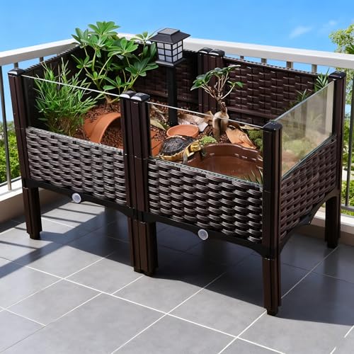 Elevated Turtle Habitat Box, Black Woven Design, 2-Tier Elevated Combination, with The Option to Increase The Number of Combinations, Turtle Habitat, Breeding Box