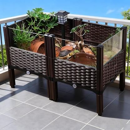 Elevated Turtle Habitat Box, Black Woven Design, 2-Tier Elevated Combination, with The Option to Increase The Number of Combinations, Turtle Habitat, Breeding Box