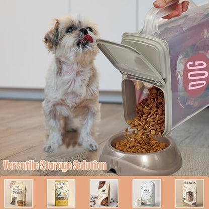 Buddeez Pet Food Storage Container - 8 Quart Capacity Dog / Cat Food & Bird Seed Container with Durable EZ Grip Handle, Flip Gray Lid (includes 1 Cup Clear Scoop) - size: 8 Pounds