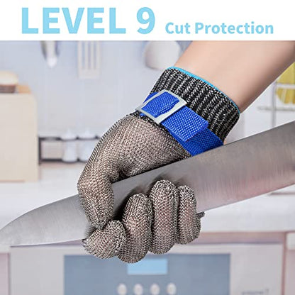 ARCLIBER Level 9 Cut Resistant Glove Stainless Steel Wire Metal Mesh Butcher Glove for Meat Cutting Oyster Shucking Chopping and Peeling - size: X-Large (Pack of 1)