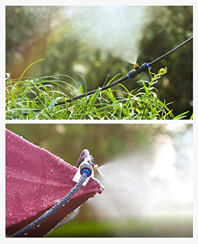 homenote Automatic Misting Cooling System with Timer, 46FT Misting Line, 10 Brass Nozzles, and 3/4" Brass Adapter for Patio Cooling and Garden Watering - size: 46FT / 14M