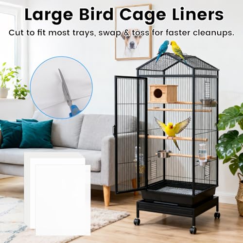 17.7x13.8in Bird Cage Liners - 100 Sheets Pre-Cut Disposable Cage Tray Liners, High Absorbent Non-Woven Pads for Parrots, Cockatiels and Small Animals - size: 17.7x13.8in-100P