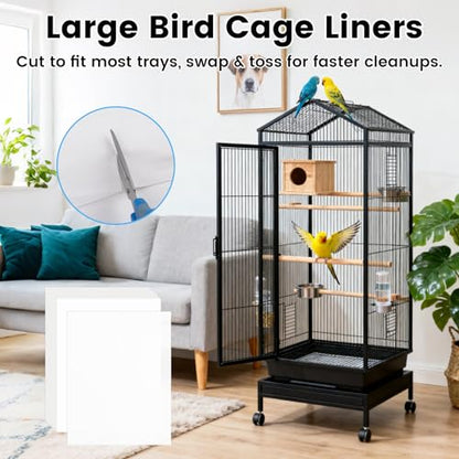 17.7x13.8in Bird Cage Liners - 100 Sheets Pre-Cut Disposable Cage Tray Liners, High Absorbent Non-Woven Pads for Parrots, Cockatiels and Small Animals - size: 17.7x13.8in-100P