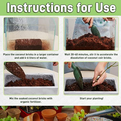 Coco Coir Brick for Plants, 4 Packs 100% Natural Organic Compressed Coconut Coir Fiber with Low EC & PH Balance, High Nutrition Coconut Soil Coco Fiber for Planting, Herbs - color: 4pack