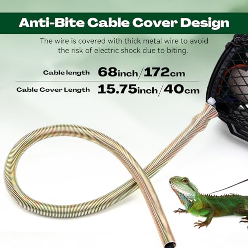 Retisee 4 Pcs Reptile Heat Lamp with Guard Bird Cage Heater 100w Ceramic Bulb Anti-scalding Heat Lamp Holder Bulb Short Grid Cage with Anti-bite Hook and Power Switch for Parrot Lizards Snakes Chicks