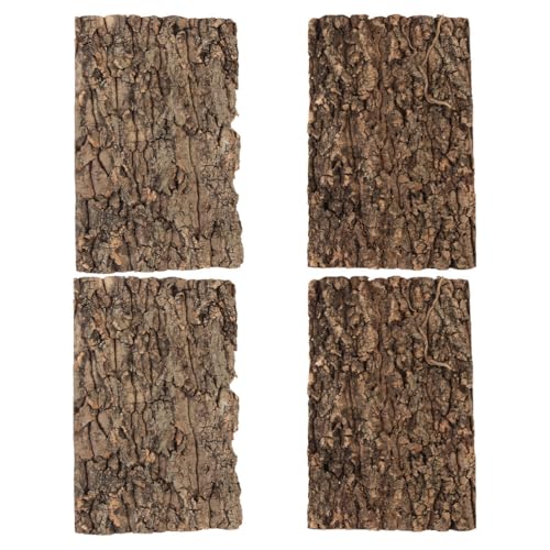 SHINEOFI 4pcs Reptile Bark Decor Wood,11. 8" X 7. 8" Cork Bark Background Natural Terrariums Background Cork Wood Habitat Tank Decoration for Bearded Dragon