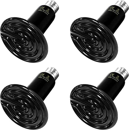 Simple Deluxe 150W Reptile Heat Lamp Bulb Ceramic Heat Emitter No Light Emitting Brooder Coop Heater for Amphibian Pet & Incubating Chicken, 4 Pack Black - size: 150 Watts, style: 4 Pcs
