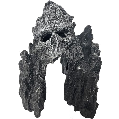 Aquarium Mountain View Stone Ornament - Aquarium Skull Rock Decor Cave for Fish Tank,Aquarium Decorations Small,Small Aquarium Decoration for Fish Tank - 5.7 Inches High