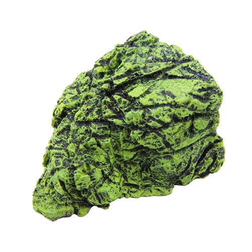 Reptile Hide Cave Resin Rock Shelter Hideout Basking Platform Decor, Natural Safe Climbing Resting Spot for Terrarium Aquarium Brown Medium 4.7 x 4.3 x 2.4 in 1 Pack