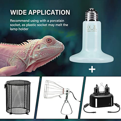 HealSmart 150W Reptile Heat Lamp Heating Bulb No Light Ceramic Heat Emitter, Brooder Coop Heater for Terrarium Amphibian Pet Snake Turtle, Incubating Chicken