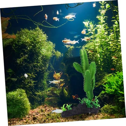 Artificial Aquarium Cactus Plant Simulation Plastic Fish Tank Decor Ornament for Home and Reptile Terrarium Landscaping
