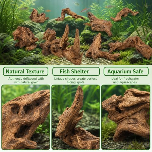 9PCS Driftwood for Aquarium, Aquarium Driftwood, Driftwood for Fishtank Natural Piece for Fish Tank Decoration, Reptile Habitat, or Terrarium