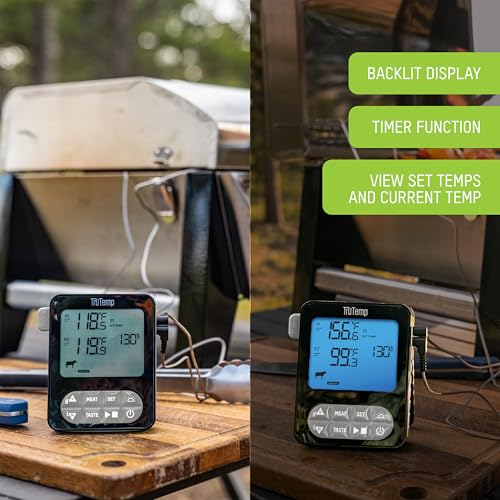 Taylor TruTemp Dual Probe Wired Programmable Meat & Food Thermometer, Digital, Monitor Two Dishes, Baking, Grilling, Roasting, User-Friendly, Backlit, Gray - color: gray