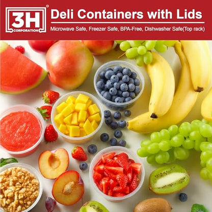 24 oz Food Storage Containers with Lids (240 Set/480 Piece) Deli Soup Containers, Freezer Microwave Safe, BPA-Free Plastic, Stackable Snack Leakproof Leftover Organizers & To-Go - size: 24 oz - 240 Sets