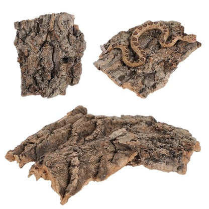 Garneck 4pcs Reptile Tree Bark Decor, Natural Cork Bark Climbing Hide for Reptiles, Terrarium Decorations for Lizards and Snakes