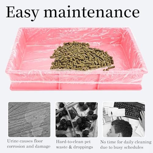 50 Pcs Disposable Small Animal Cage Liners, Pet Tray Liner Bags Leak-Proof PE Plastic Film Cover for Rabbit Guinea Pig Hamster Chinchilla Hedgehog Bird Cage & Litter Pan – Quick Cleanup (59 in) - size: 59 in