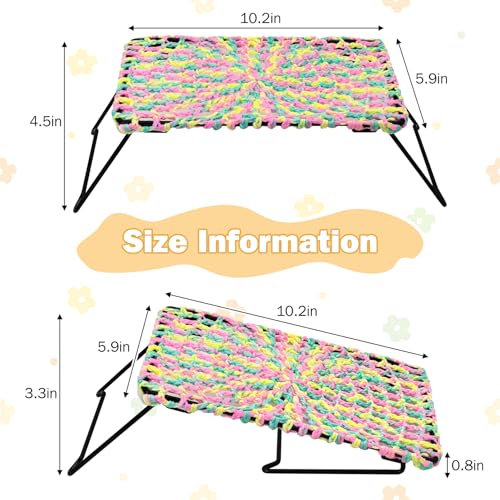 Bearded Dragon Hammock with Ladder, Foldable Reptile Bed with Metal Legs, Cotton-Woven Reptile Basking Platform, Lizard Climbing Accessories for Leopard Gecko, Snakes, Frogs, Hermit Crabs