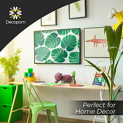 Decopom Artificial Palm Leaves 60-108 Pack - 6 Kinds Large Small Green Fake Palm Leaf with Stems for Safari Jungle Hawaiian Luau Party Table Decoration Wedding Birthday - style: 60 Pack