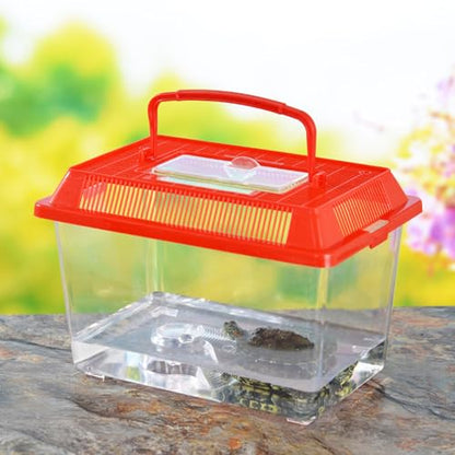 Plastic Terrarium, Critter Keeper, Plastic Fish Tank, Fish Transport Container, Critter Cage, Hermit Crab Cage with Removable Lid and Feeding Port Enclosure Ventilated Design - size: 13x9x9cm