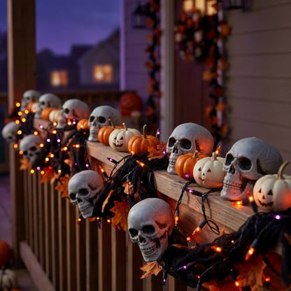 12 PCS Mini Skull Heads, 2 Inch Realistic Plastic Skeleton Skulls for Halloween Decor, Gothic Home Decor, Haunted House Props, DIY Crafts & Party Table Decor