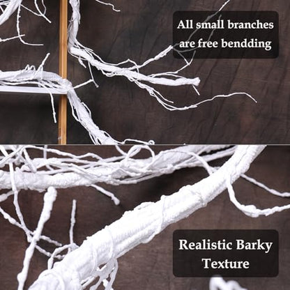 118inch Long Bendable White Grapevine Garland Artificial Tree Branches Fake Cherry Blossom Twigs Grape Flore Vines Wall Hanging Wreath Reptile Climbing for Door Christmas Swing Arch Decoration(Large) - size: ['Large']