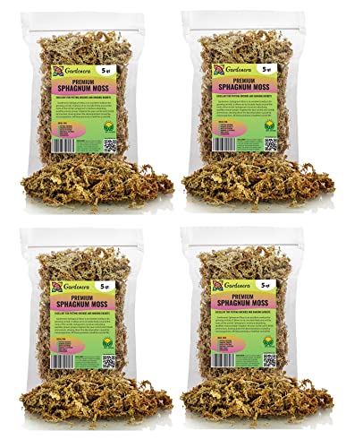 GARDENERA Premium Sphagnum Moss - 20 Quart - Organic Hand Mixed New Zealand Long Fibered Sphagnum Moss Orchid (4 Bags of 5 Quart) - size: 20 QUART