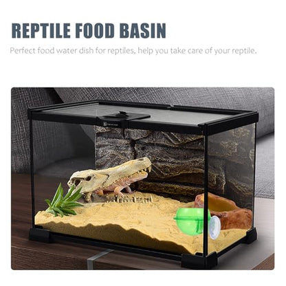 Garneck Reptile Food Basin with Suction Cup, 2pcs Stable Lizard Feeder Bowls Large Capacity Water and Feeding Dish for Lizards, Geckos, Frogs, and Crawling Pets