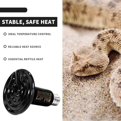 100W Reptile Heat Lamp(2 Packs)-Ceramic Heat Emitter for Reptiles Amphibian Pet Brooders Chicken Incubation, and Terrariums Turtle Lizard Bearded Dragon Snake E26 - size: 100W